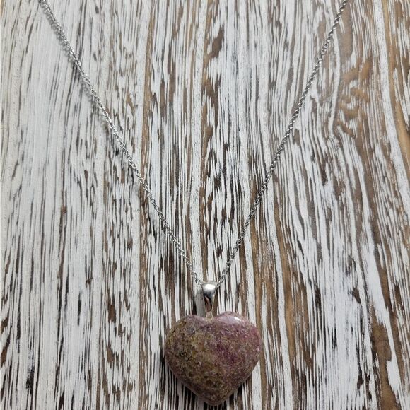 Karis Rhodonite Heart Pendant Necklace - Picture 8 of 15